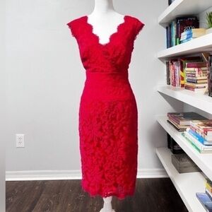 Tadashi Shoji Carla Embroidered Lace Sheath Dress Size 10